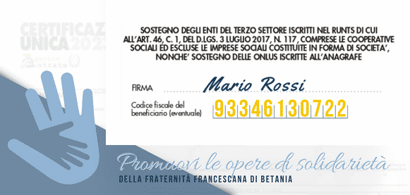 730 2022 -Fondazione Betania Onlus -Riquadro 5x1000