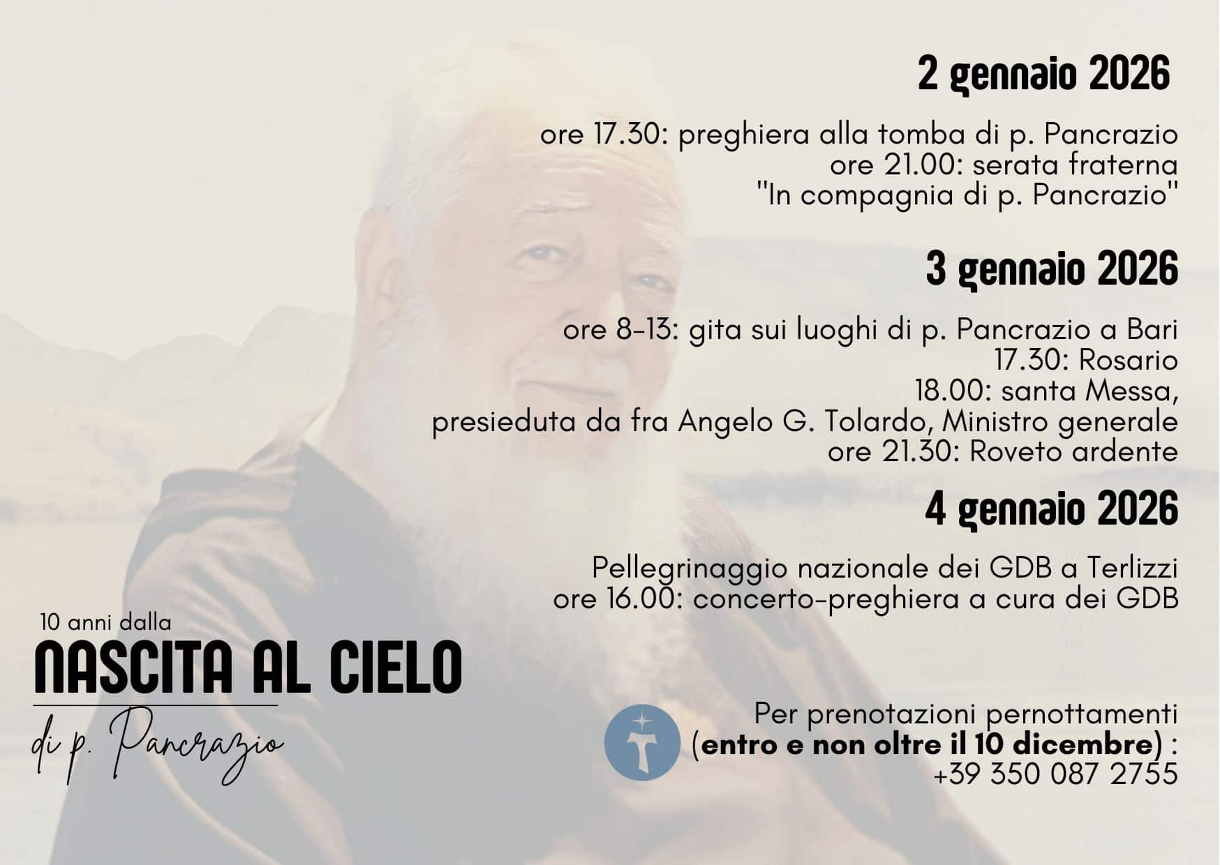 Programma e Appuntamenti in memoria di padre Pancrazio_Gennaio 2026_FFB